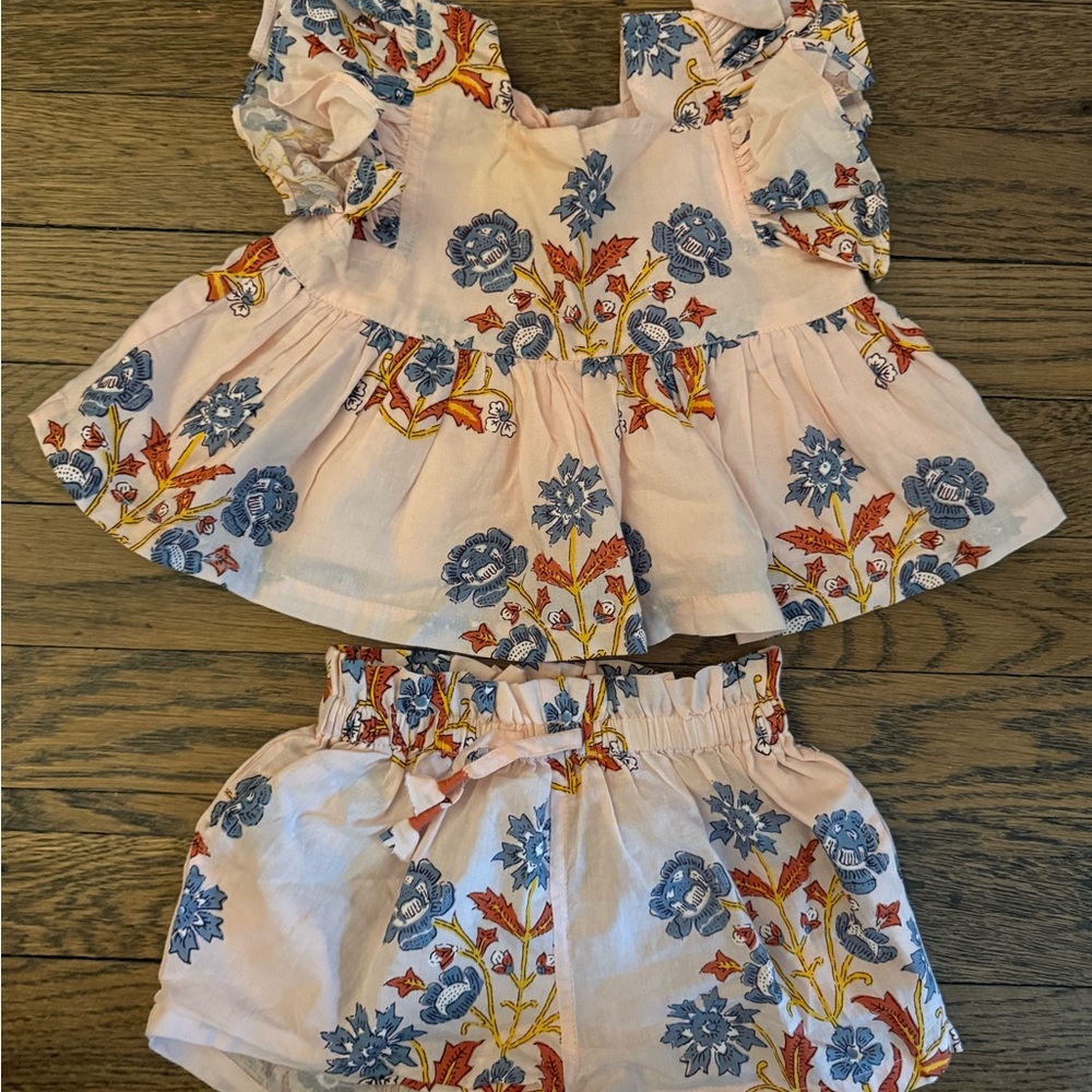 Pink Chicken 3-6m Floral Dress with Ruffles